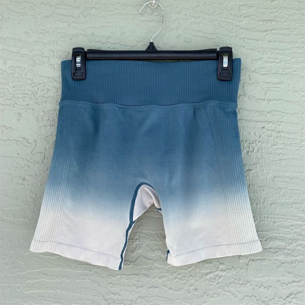PINK Victoria's Secret Seamless Bike Shorts Blue White Ombre Sz M